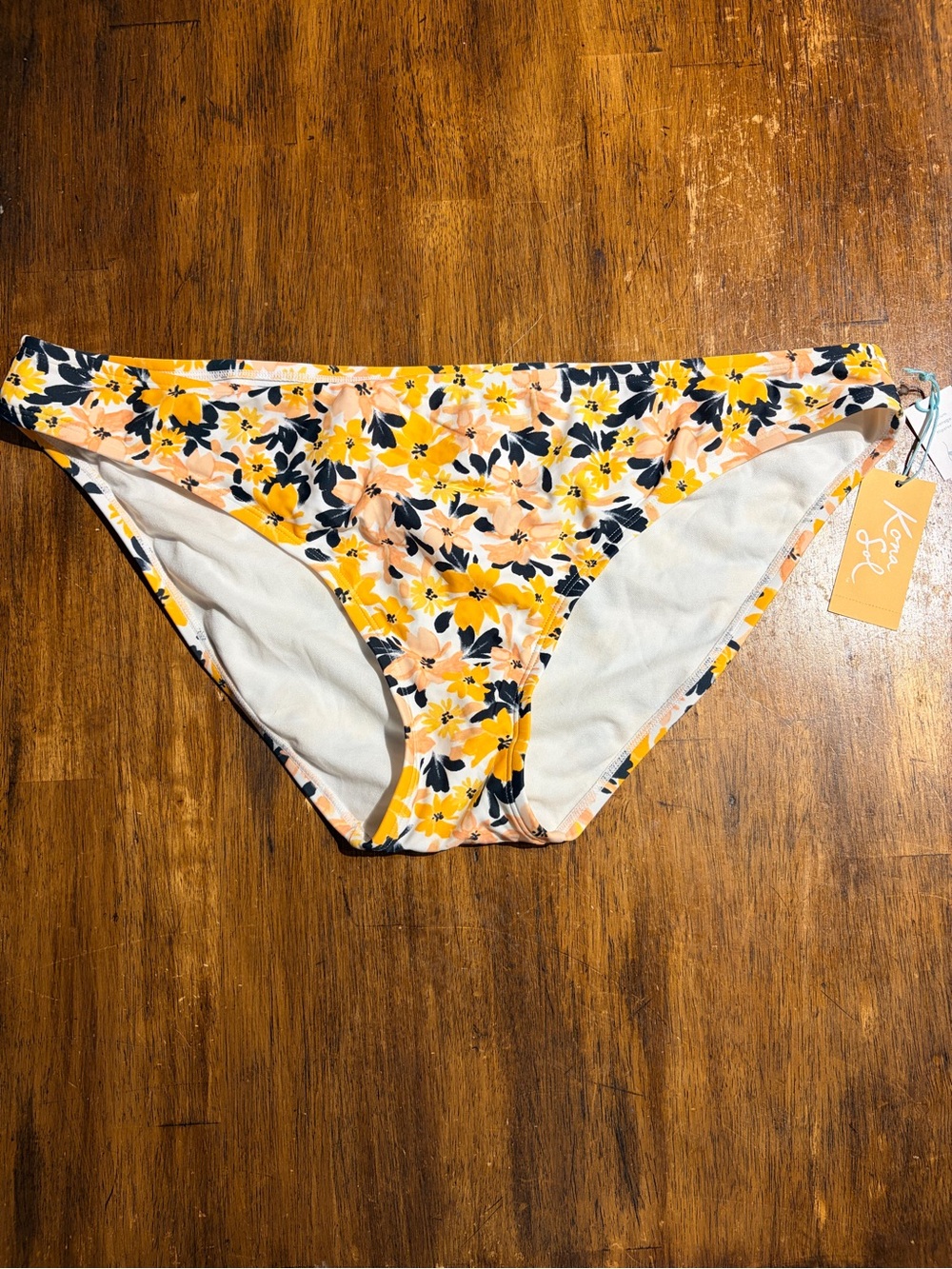 Kona Sol Yellow Floral Bikini Bottoms